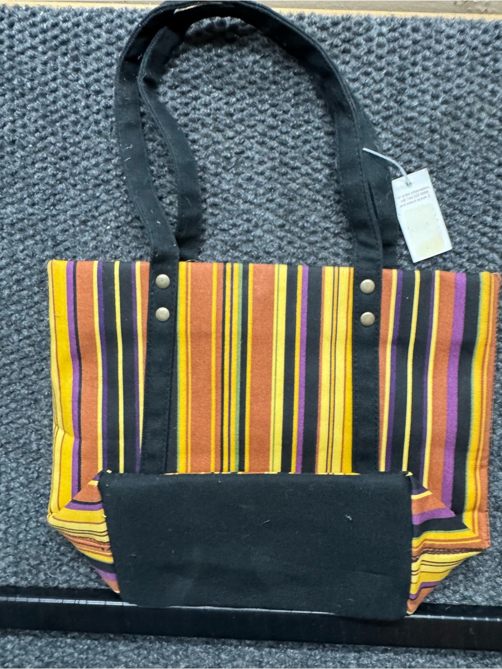 Longaberger Striped Tote in Yellow, Black, Brown & Purple - Picture 5 of 6